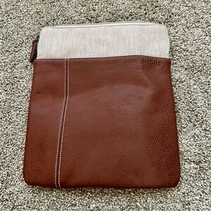 Miche Brown and Cream Leather-Like Tablet  Bag